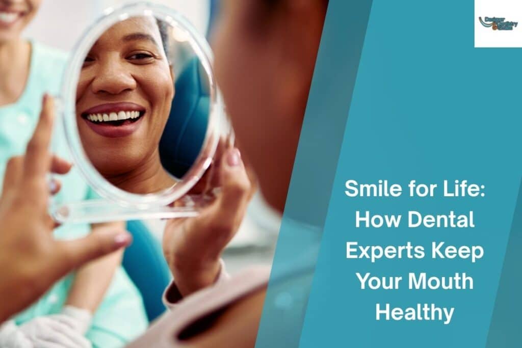 Women feeling happy after checking her new smile