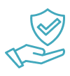 Hand holding shield with checkmark icon representing dental care protection and safety.