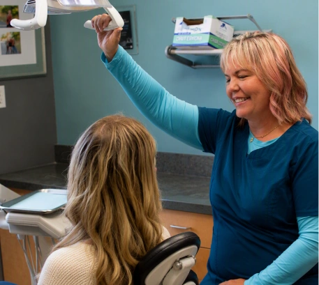 Dr. Cauwels with patient