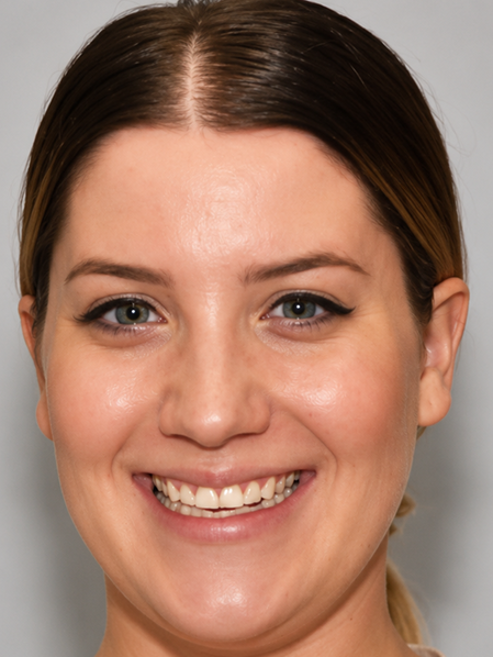 Smiling woman with dark hair