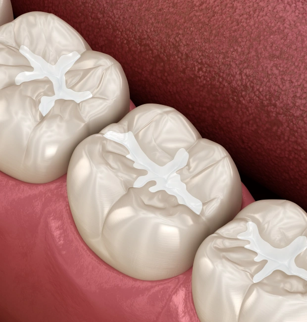 Dental sealant being applied to a tooth